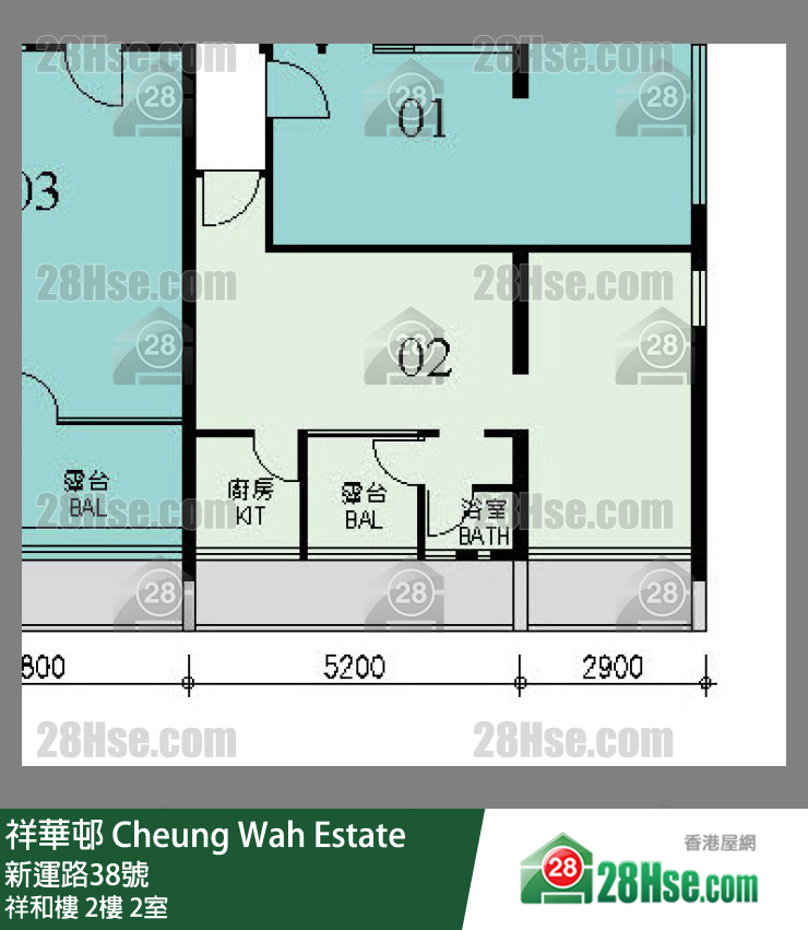 祥華邨 祥和樓2樓 2室 平面圖