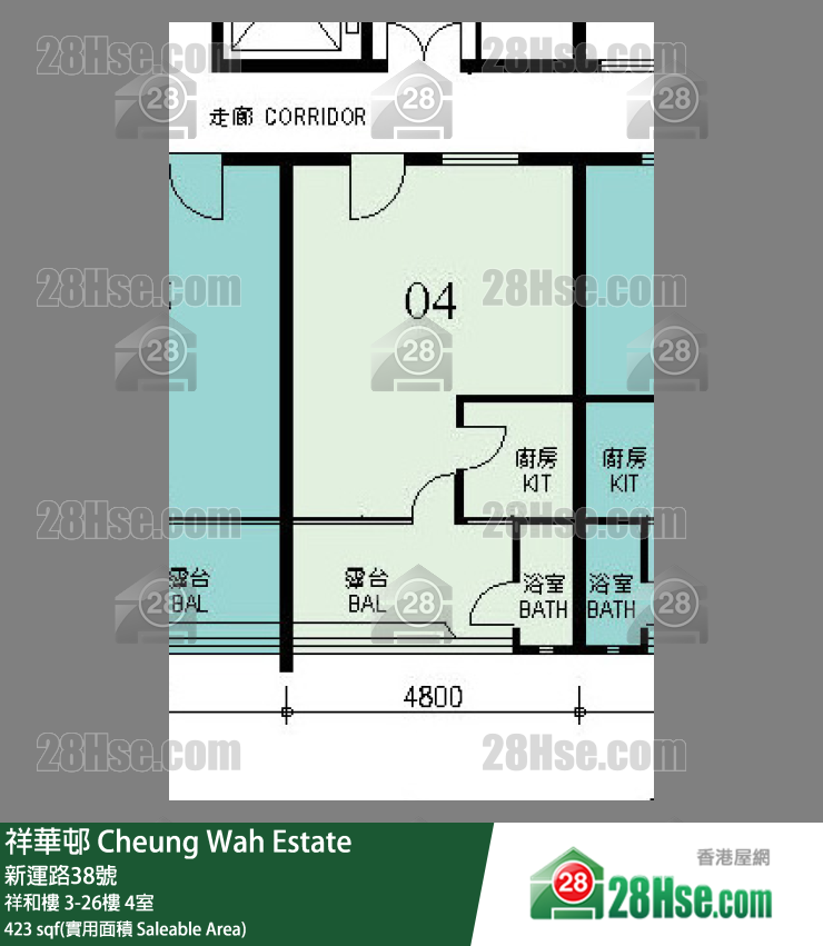 祥華邨 祥和樓 19樓 4室 平面圖