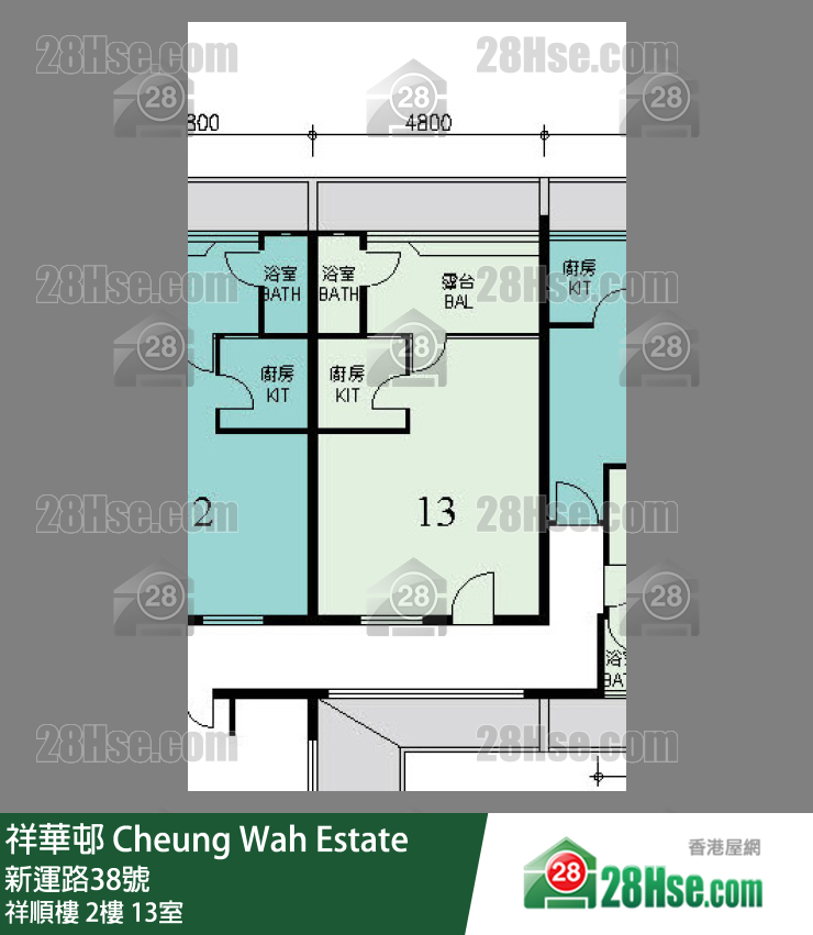 祥華邨 祥順樓2樓 13室 平面圖