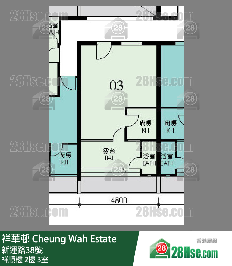 祥華邨 祥順樓2樓 3室 平面圖