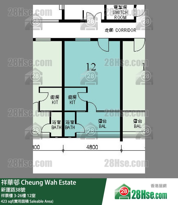 祥華邨 祥景樓18樓 12室 平面圖