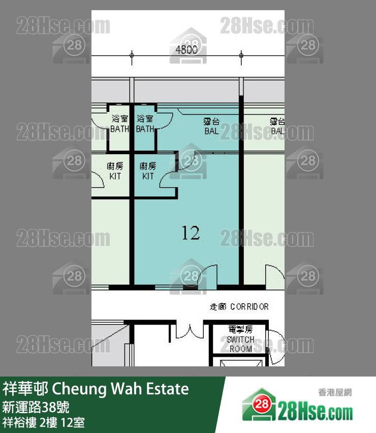 祥華邨 祥裕樓2樓 12室 平面圖