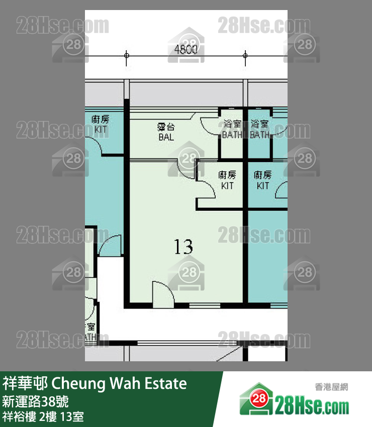 祥華邨 祥裕樓2樓 13室 平面圖