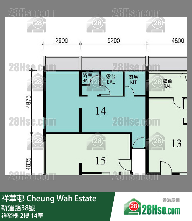祥華邨 祥裕樓2樓 14室 平面圖