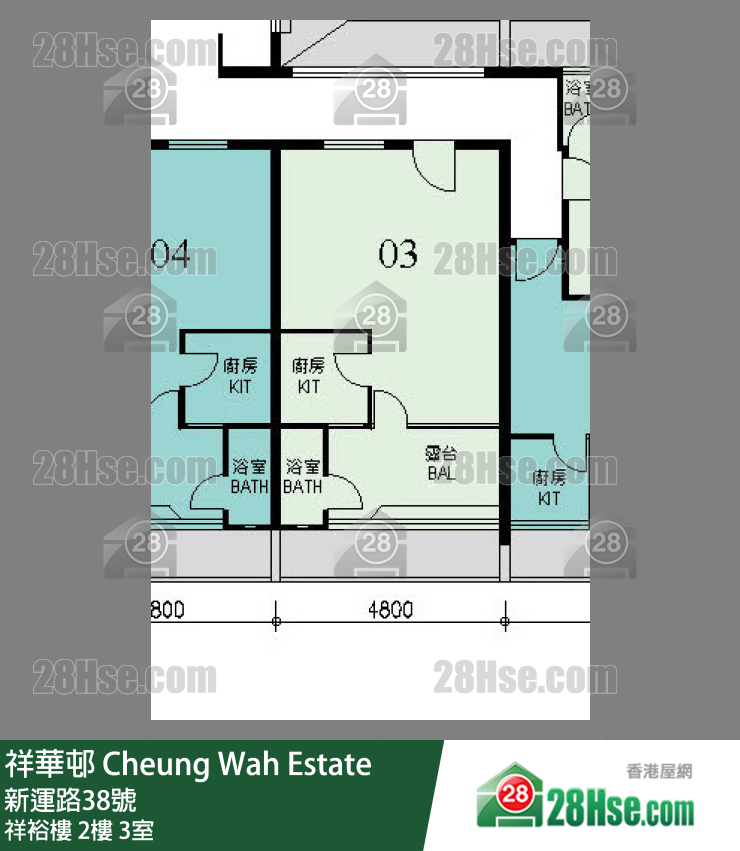 祥華邨 祥裕樓2樓 3室 平面圖