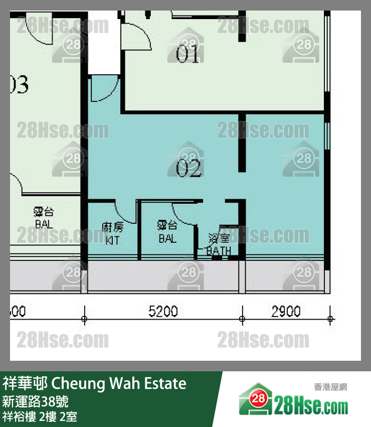 祥华邨 祥裕楼2楼 2室 平面图