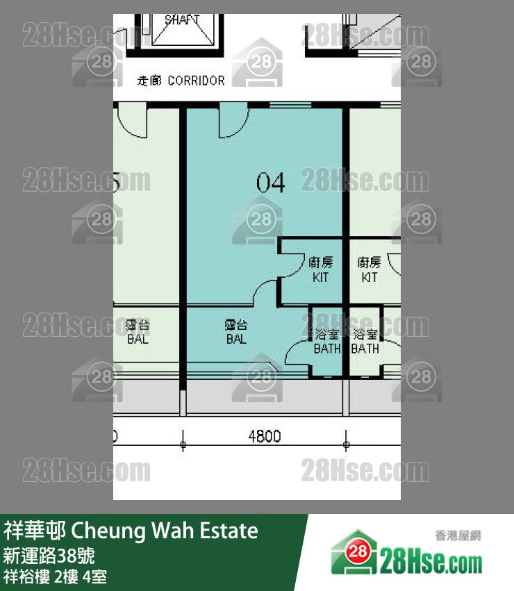 祥華邨 祥裕樓2樓 4室 平面圖
