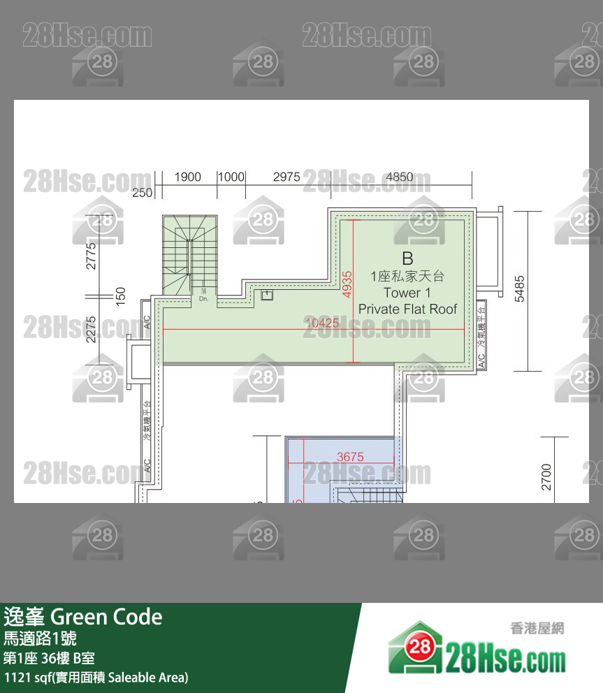 Green Code,  Flat B, 36/f, Tower 1 FloorPlan