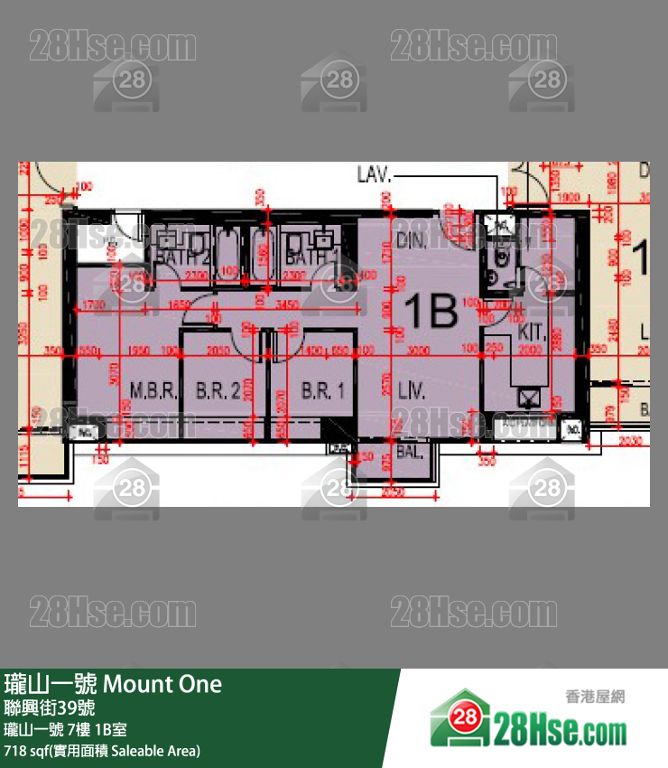 瓏山一號 瓏山一號7樓 1B室 平面圖