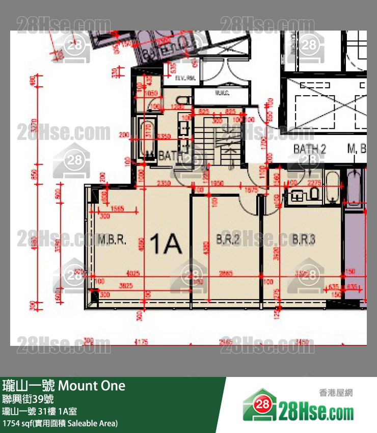 瓏山一號 瓏山一號31樓 1A室 平面圖