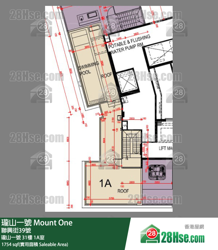 瓏山一號 瓏山一號31樓 1A室 平面圖