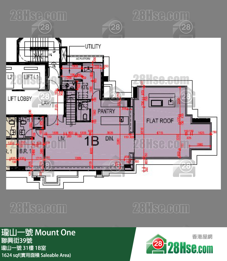 瓏山一號 瓏山一號31樓 1B室 平面圖
