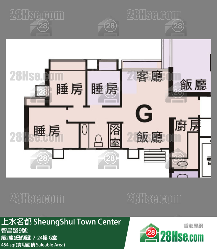 上水名都 第2座(紐約閣)16樓 G室 平面圖