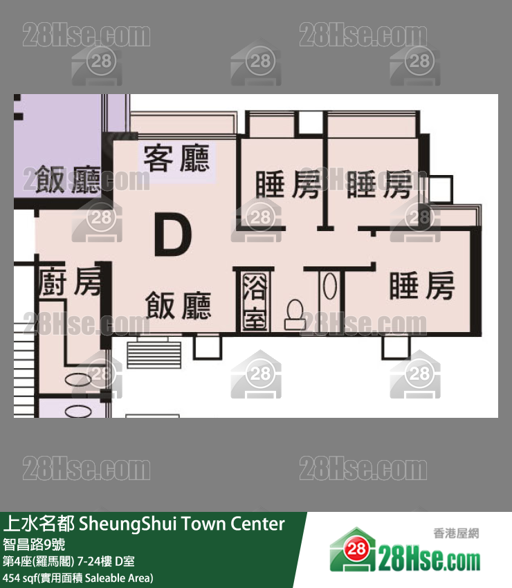 上水名都 第4座(羅馬閣)10樓 D室 平面圖