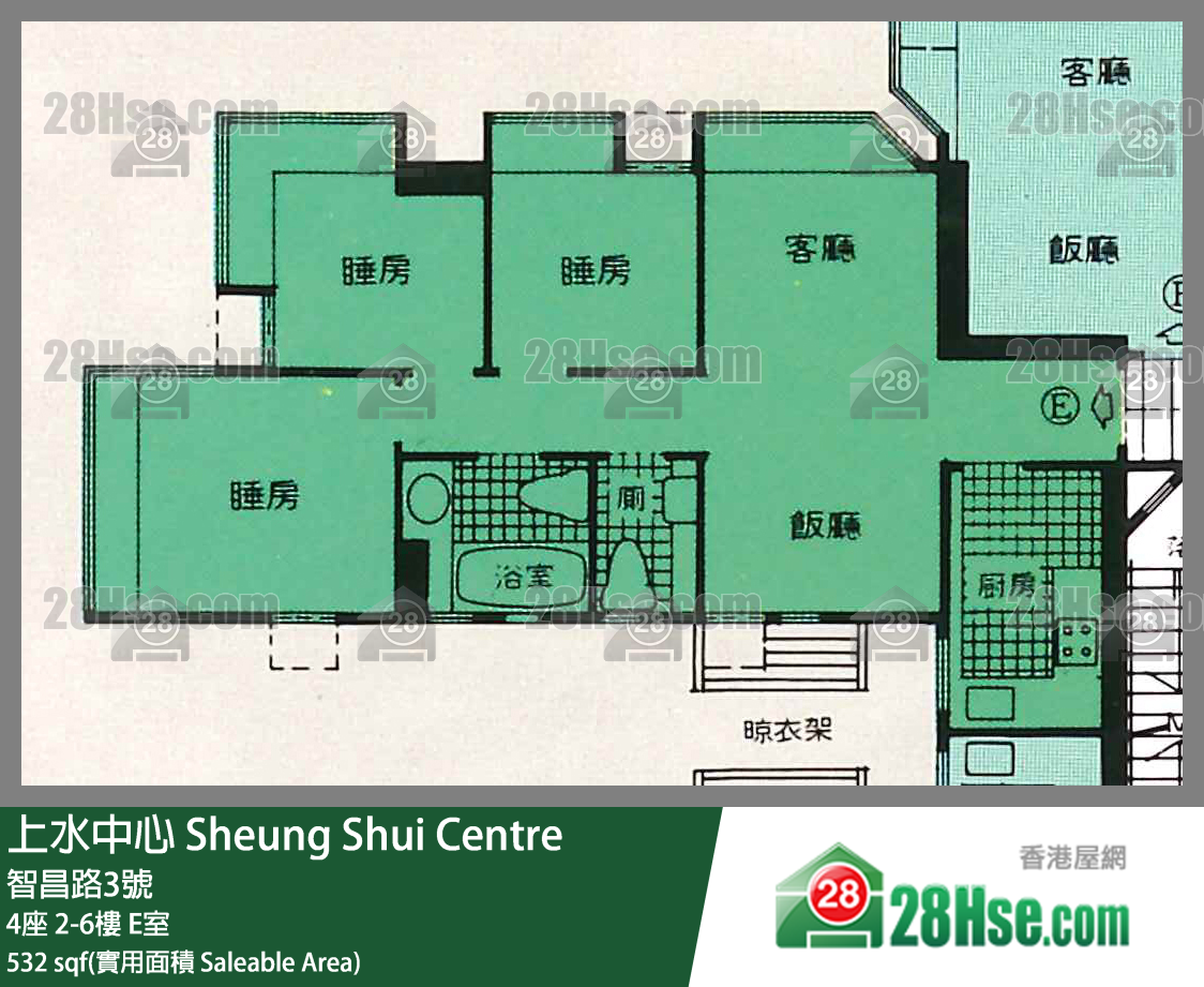 上水中心 4座4樓 E室 平面圖