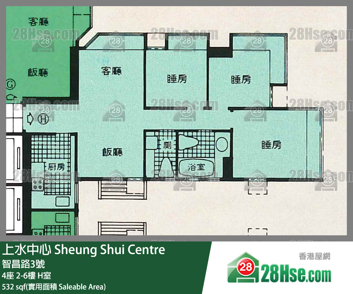 上水中心 4座5樓 H室 平面圖