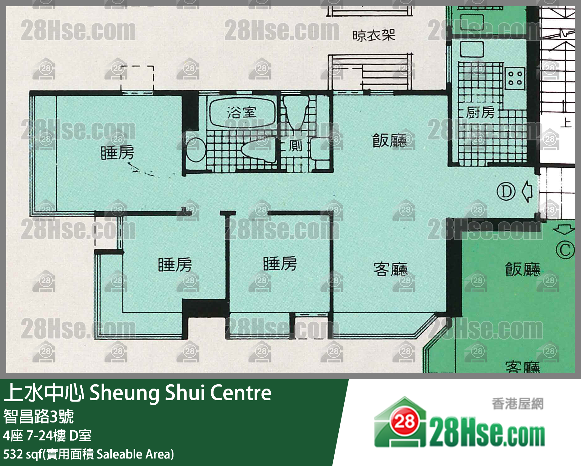 上水中心 4座8楼 D室 平面图