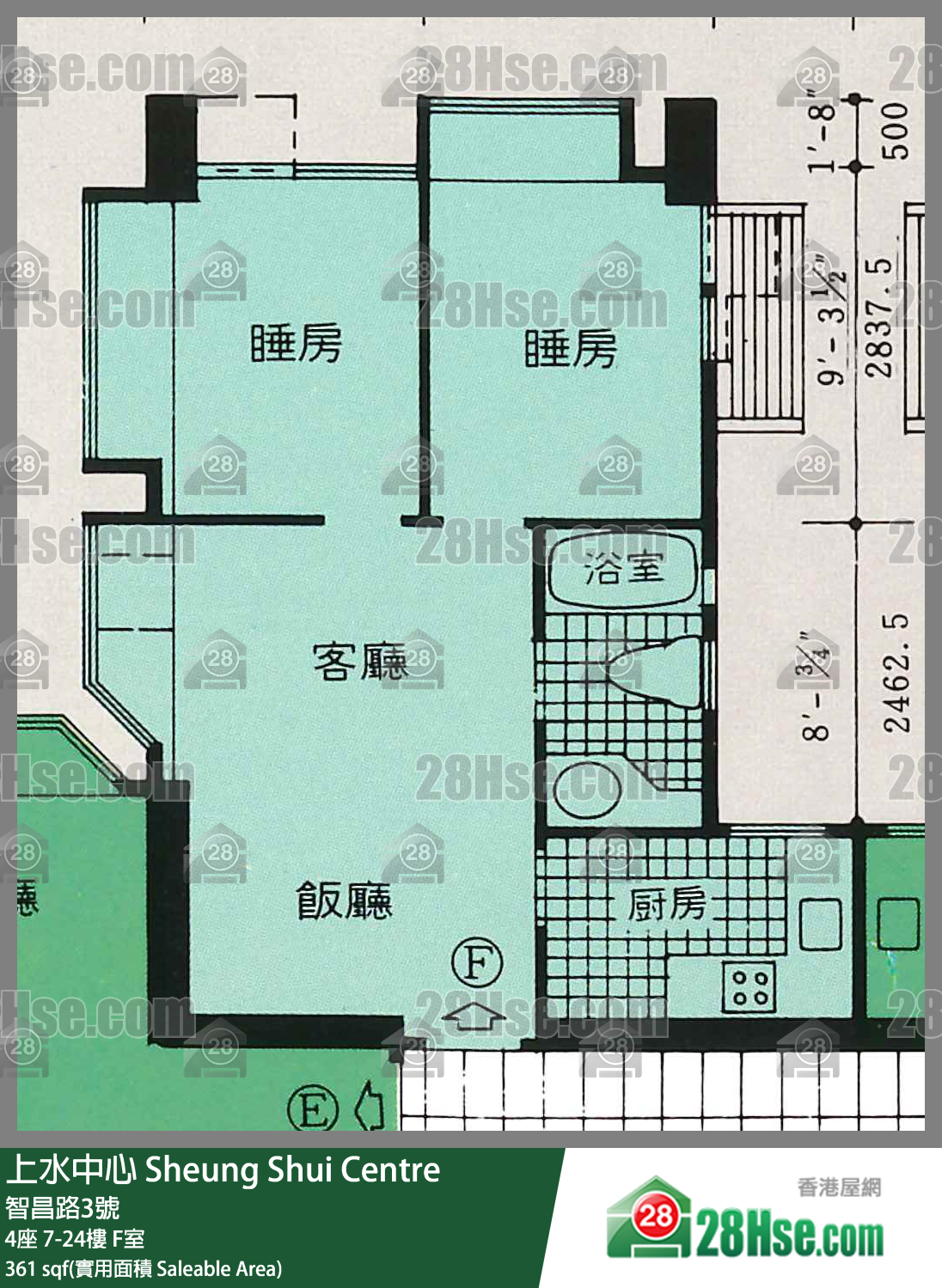 上水中心 4座 12樓 F室 平面圖