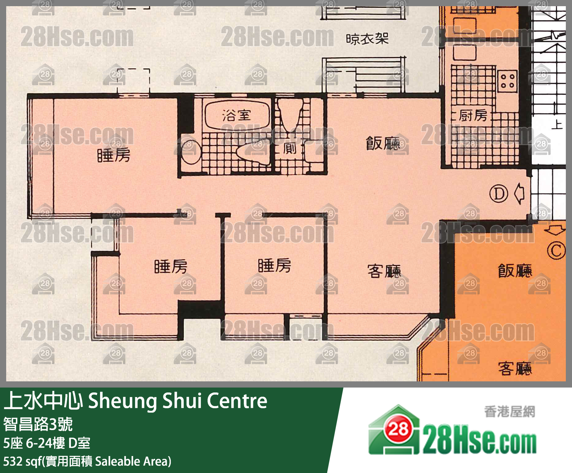 上水中心 5座22樓 D室 平面圖