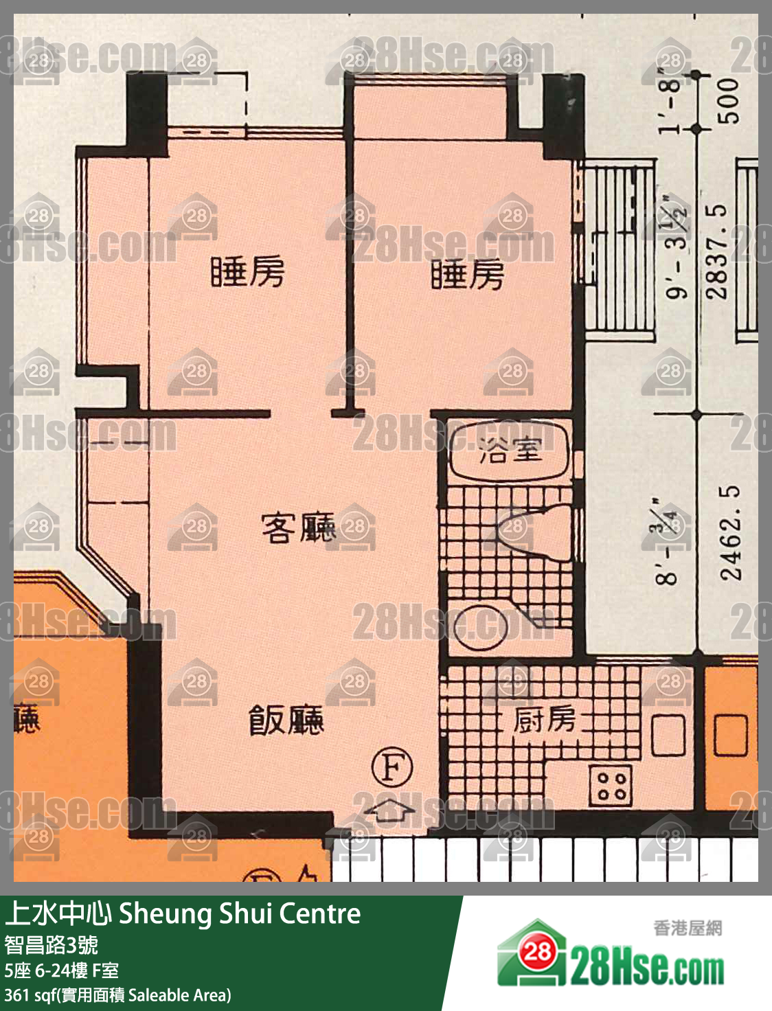 上水中心 5座 19樓 F室 平面圖