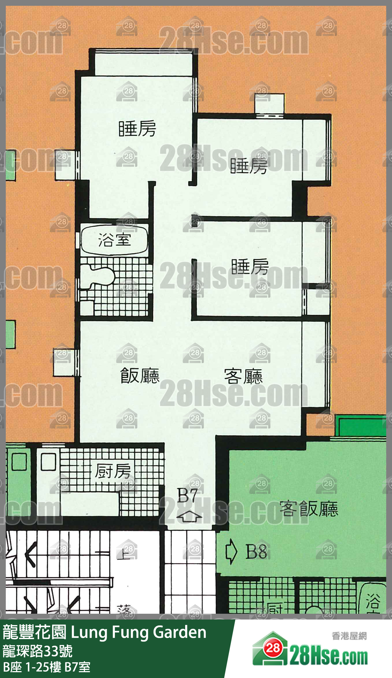 龍豐花園 B座13樓 B7室 平面圖