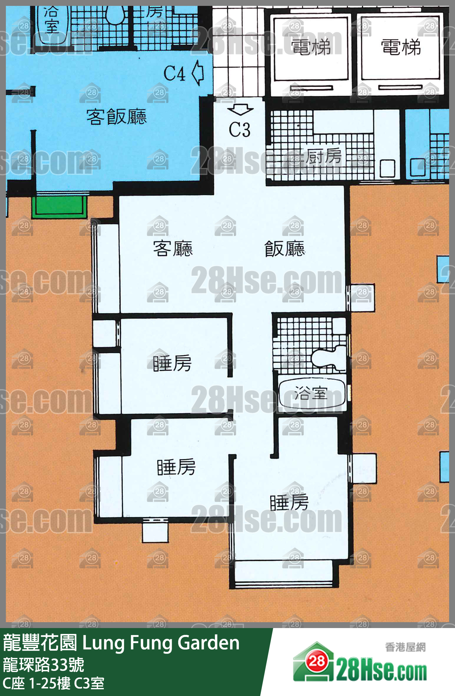 龍豐花園 C座9樓 C3室 平面圖