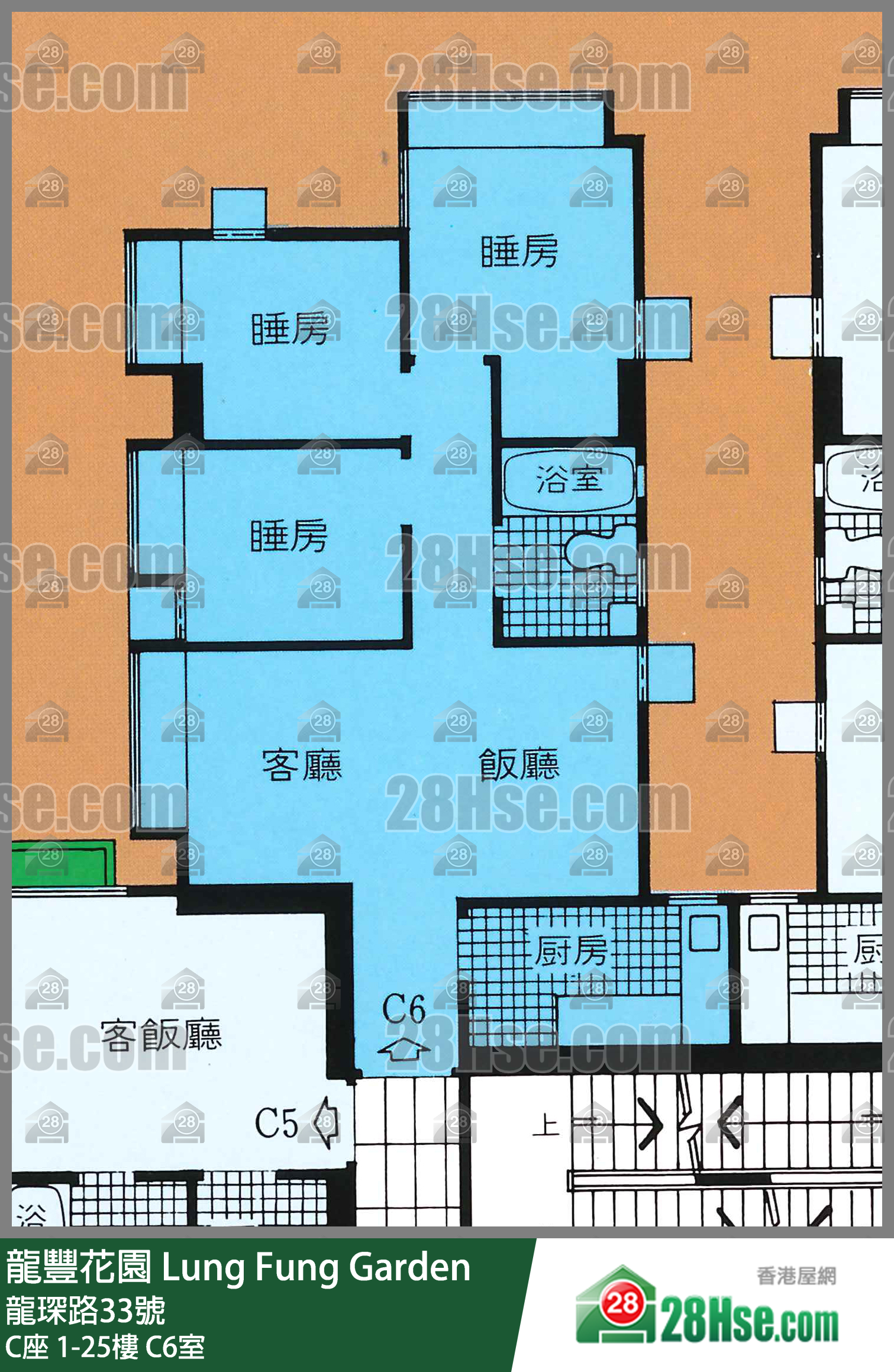 龍豐花園 C座 17樓 C6室 平面圖