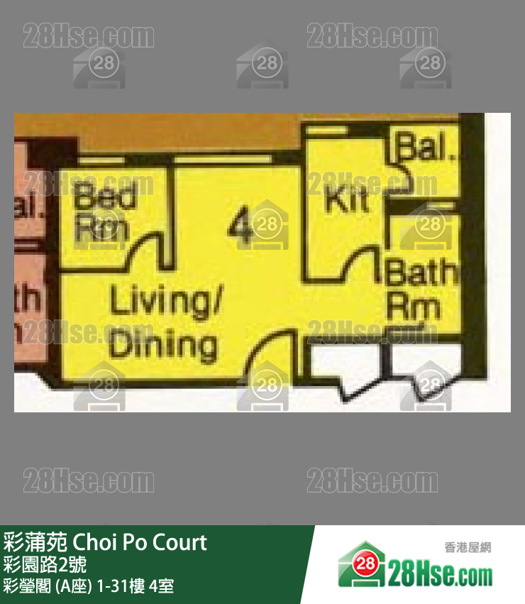 彩蒲苑 彩瑩閣 (A座)10樓 4室 平面圖