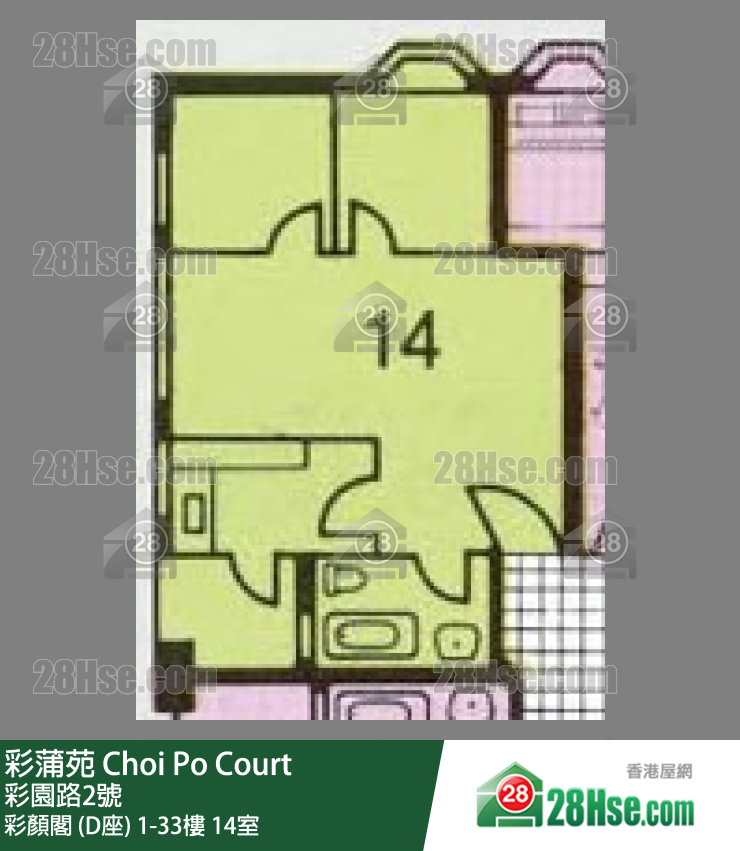 彩蒲苑 彩顏閣 (D座)1樓 14室 平面圖