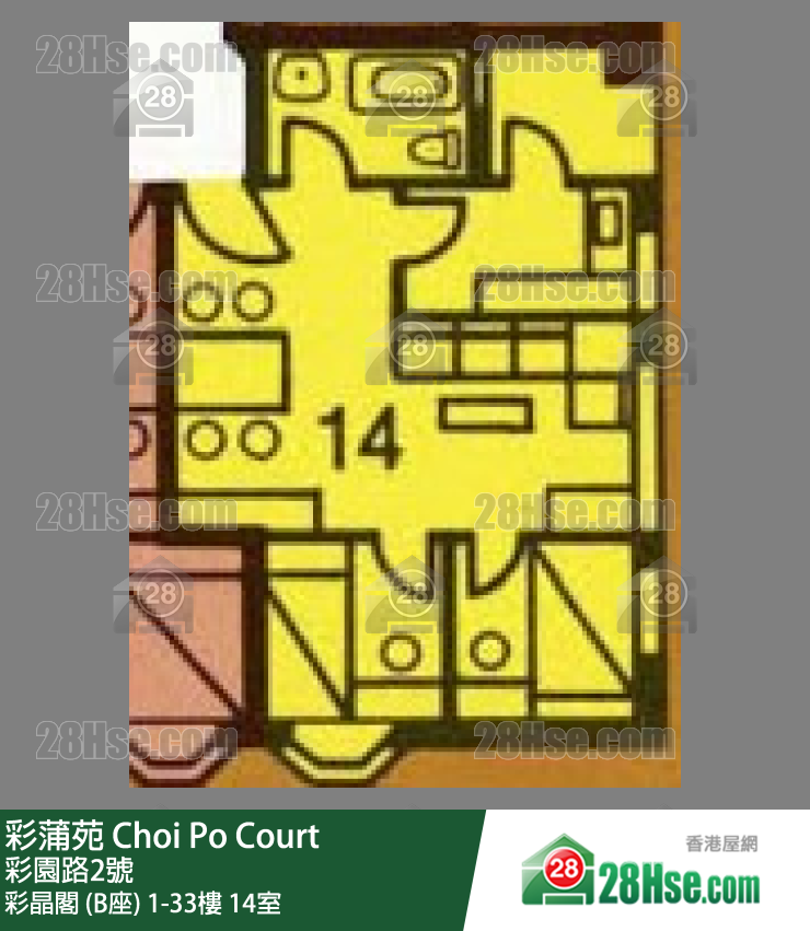 彩蒲苑 彩晶閣 (B座)4樓 14室 平面圖