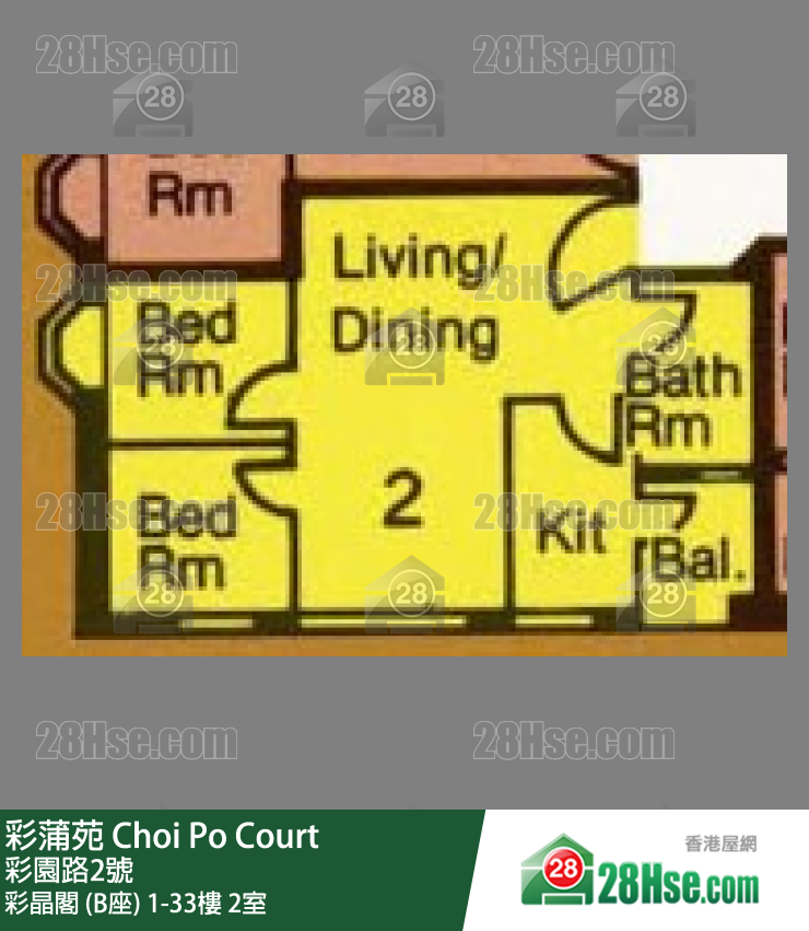 彩蒲苑 彩晶閣 (B座)22樓 2室 平面圖