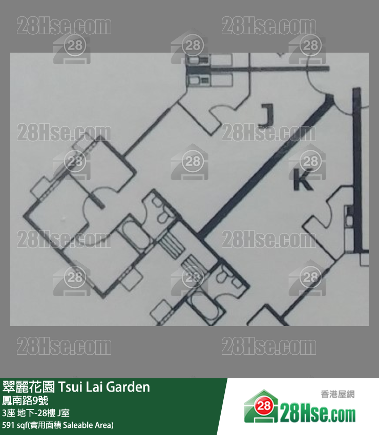 翠麗花園 3座8樓 J室 平面圖