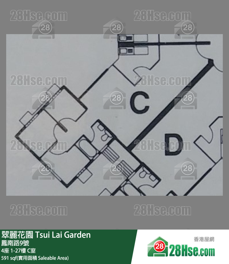 翠麗花園 4座26樓 C室 平面圖