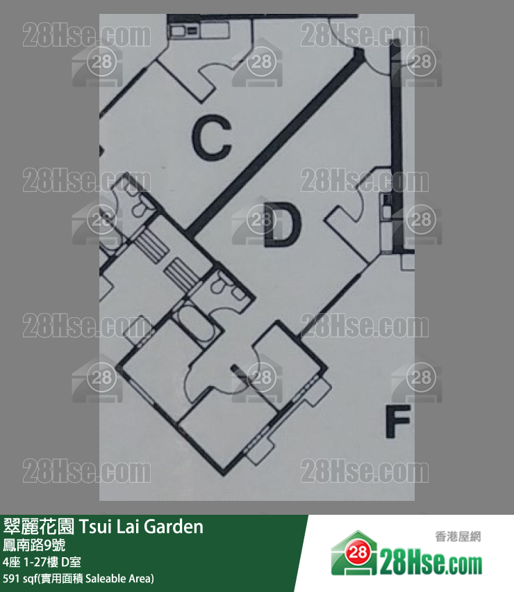 翠麗花園 4座27樓 D室 平面圖