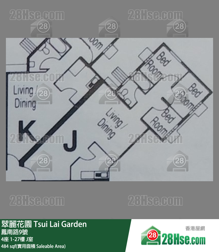 翠麗花園 4座 4樓 J室 平面圖