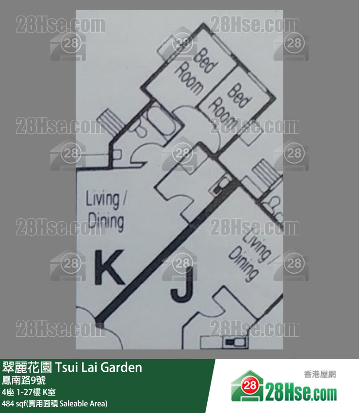 翠麗花園 4座22樓 K室 平面圖