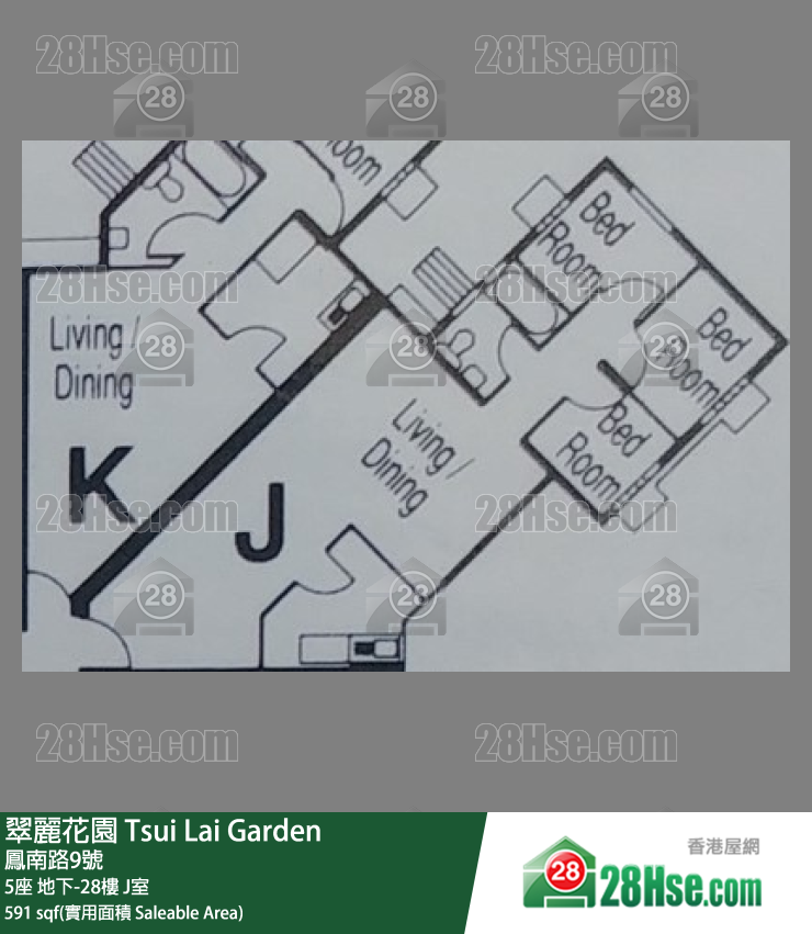 翠麗花園 5座15樓 J室 平面圖