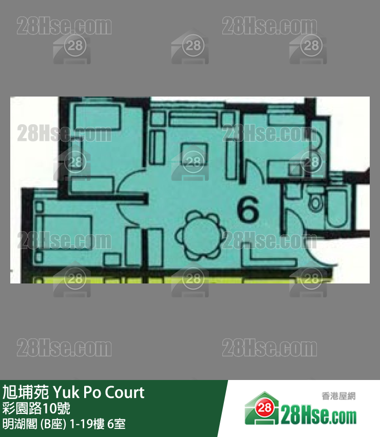 旭埔苑 明湖閣 (B座)4樓 6室 平面圖