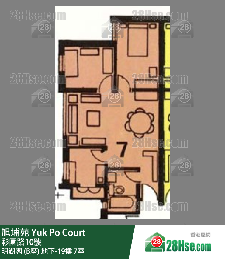旭埔苑 明湖閣 (B座)14樓 7室 平面圖