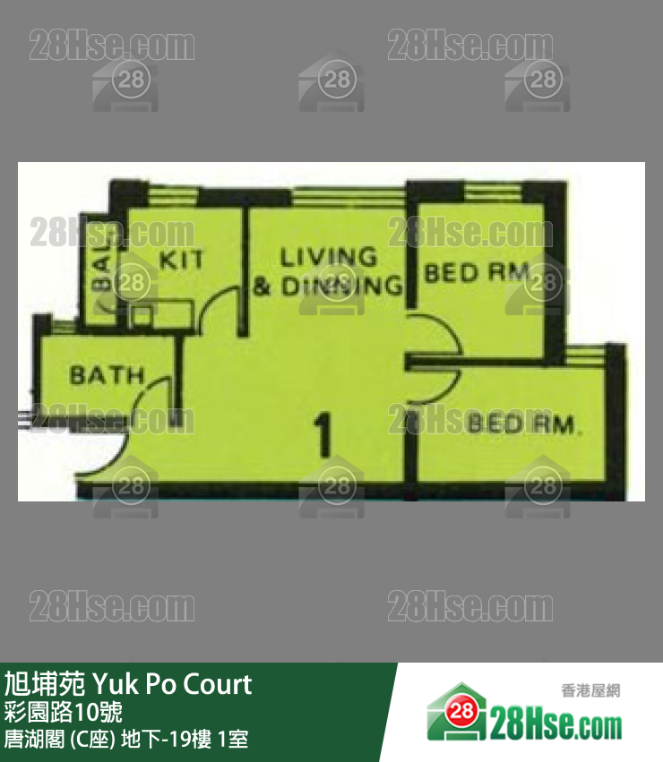 旭埔苑 唐湖閣 (C座)12樓 1室 平面圖