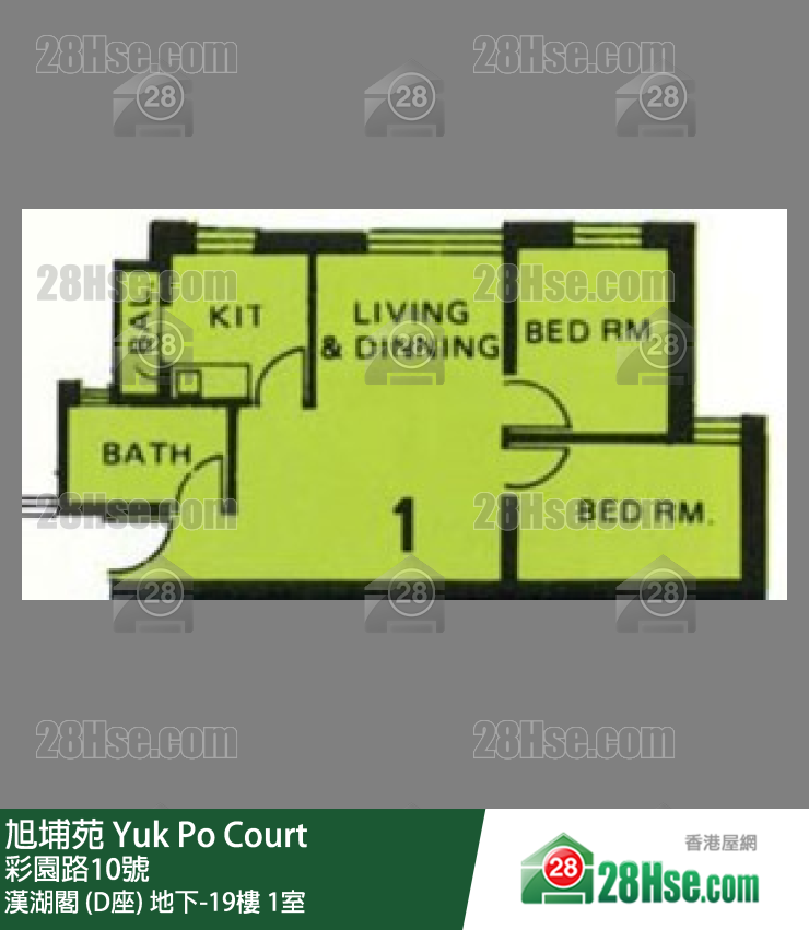 旭埔苑 漢湖閣 (D座)1樓 1室 平面圖