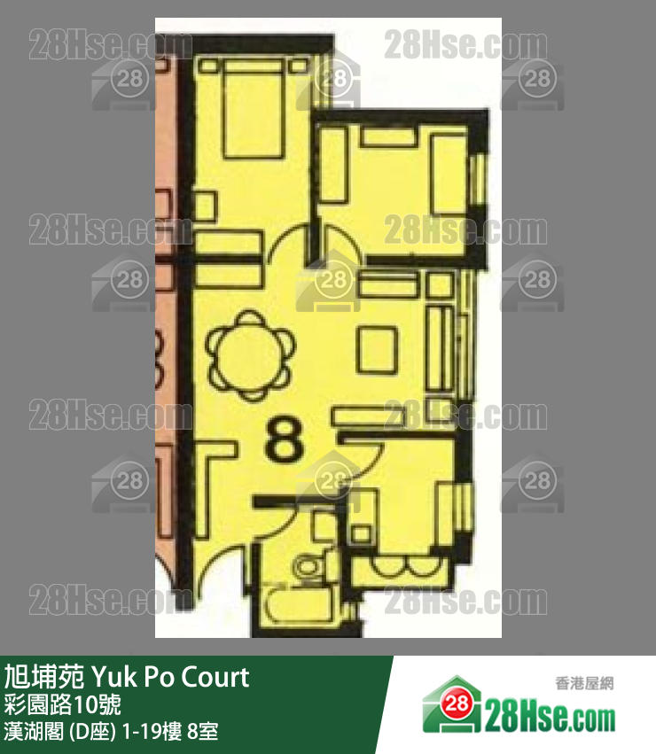 旭埔苑 漢湖閣 (D座)1樓 8室 平面圖
