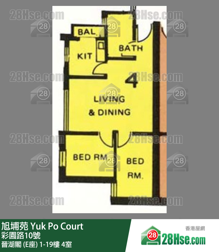旭埔苑 晉湖閣 (E座)15樓 4室 平面圖