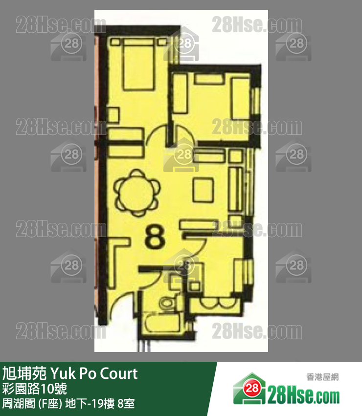 旭埔苑 周湖閣 (F座) 14樓 8室 平面圖
