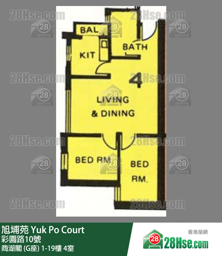 旭埔苑 商湖閣 (G座)7樓 4室 平面圖