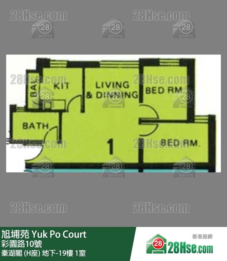 旭埔苑 秦湖閣 (H座)15樓 1室 平面圖