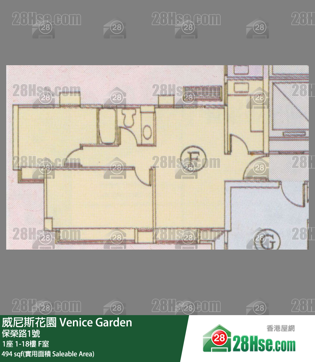 威尼斯花園 1座17樓 F室 平面圖