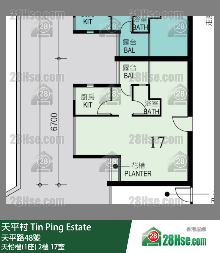 天平村 天怡樓(1座)2樓 17室 平面圖