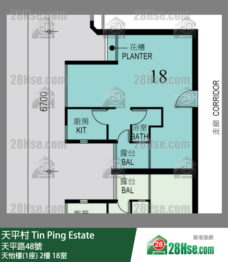 天平村 天怡樓(1座) 2樓 18室 平面圖