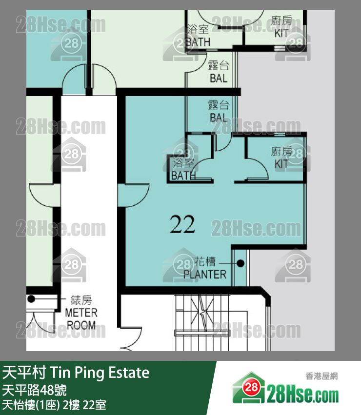 天平村 天怡樓(1座)2樓 22室 平面圖